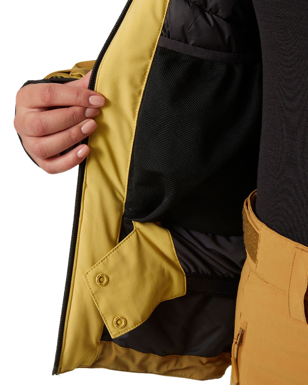 Sand Coloured Helly Hansen Womens Alphelia Ski Jacket on white background