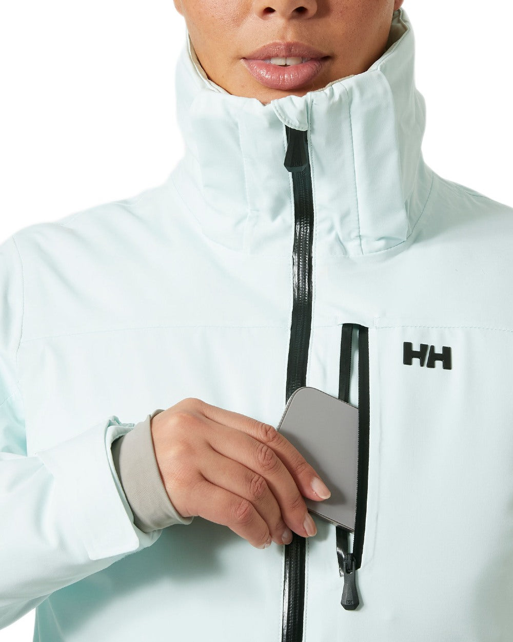 Icicle Coloured Helly Hansen Womens Alphelia Ski Jacket on white background