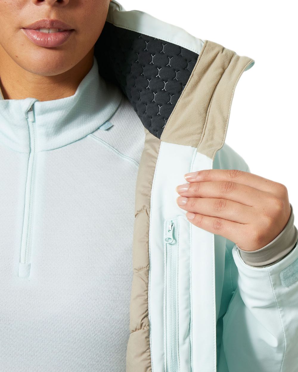 Icicle Coloured Helly Hansen Womens Alphelia Ski Jacket on white background