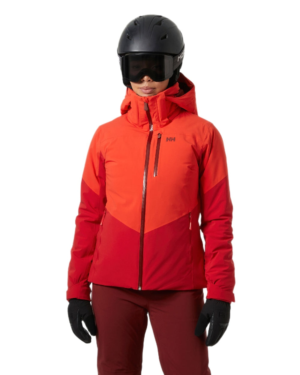 Red Coloured Helly Hansen Womens Alphelia Ski Jacket on white background