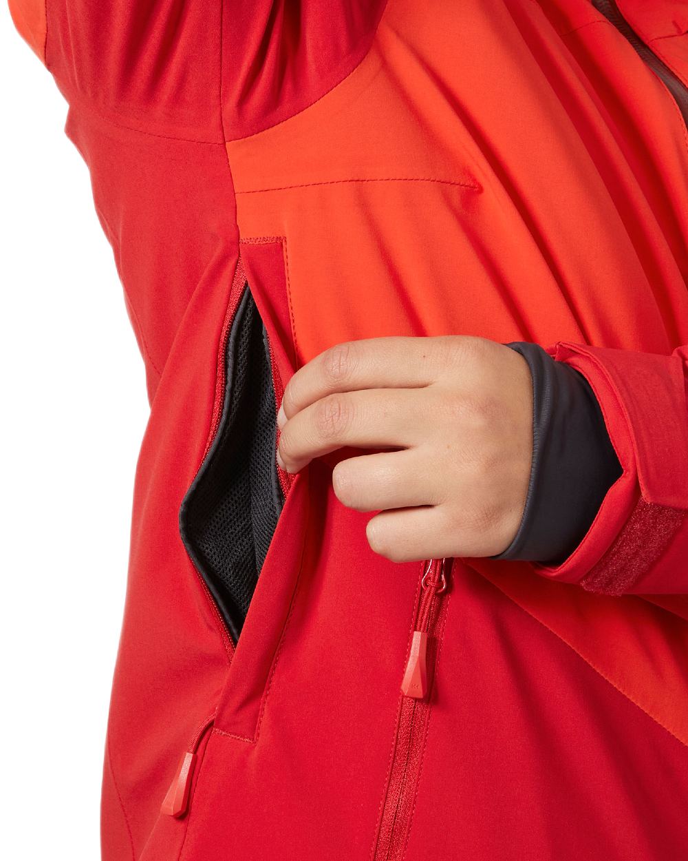 Red Coloured Helly Hansen Womens Alphelia Ski Jacket on white background