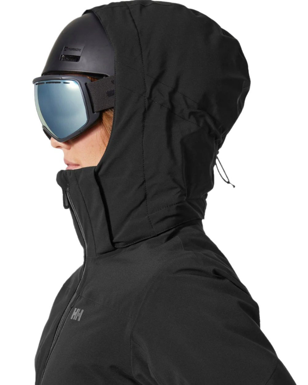 Black Coloured Helly Hansen Womens Alphelia Ski Jacket on white background