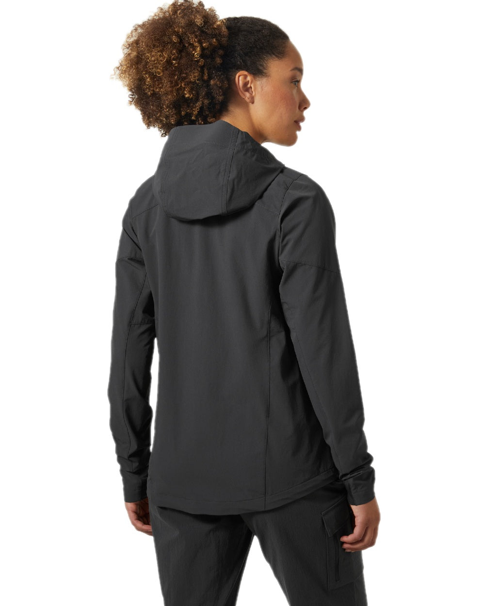 Ebony Coloured Helly Hansen Womens Blaze Hooded Softshell Jacket on white background