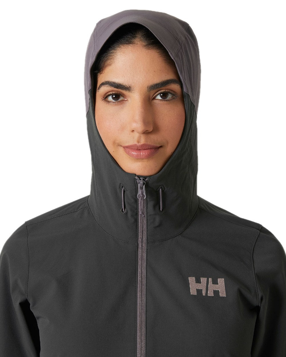 Smoked Purple Coloured Helly Hansen Womens Blaze Hooded Softshell Jacket on white background