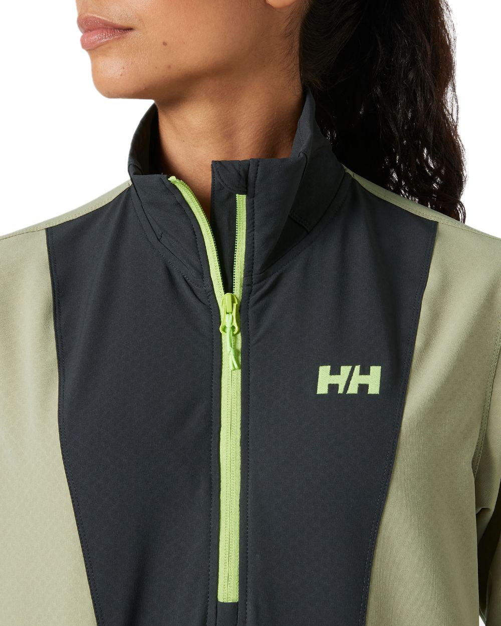 Grey Cactus Ebony coloured Helly Hansen Womens Cascade Shield Anorak on white background