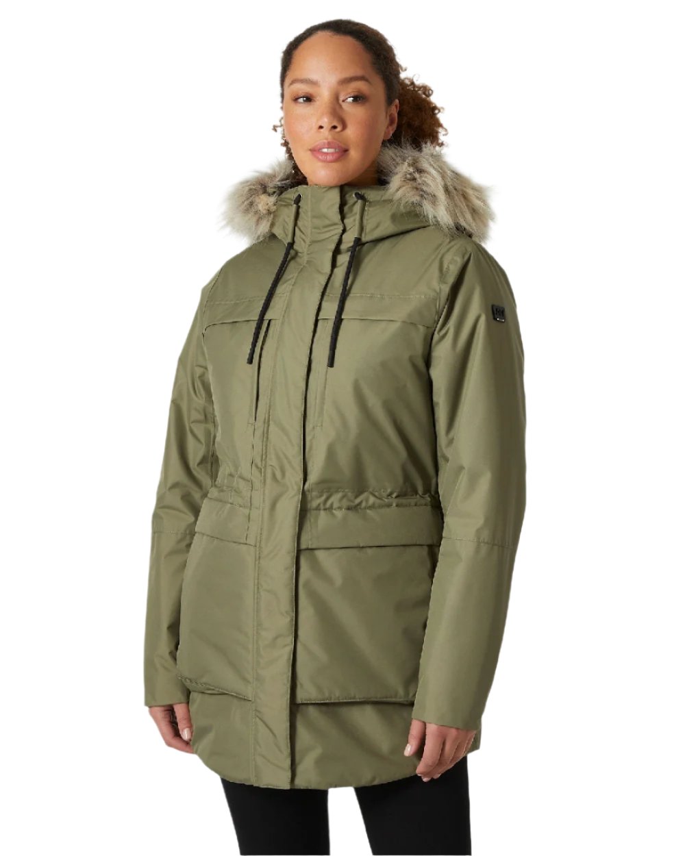 Lav Green Coloured Helly Hansen Womens Coastal Parka on white background