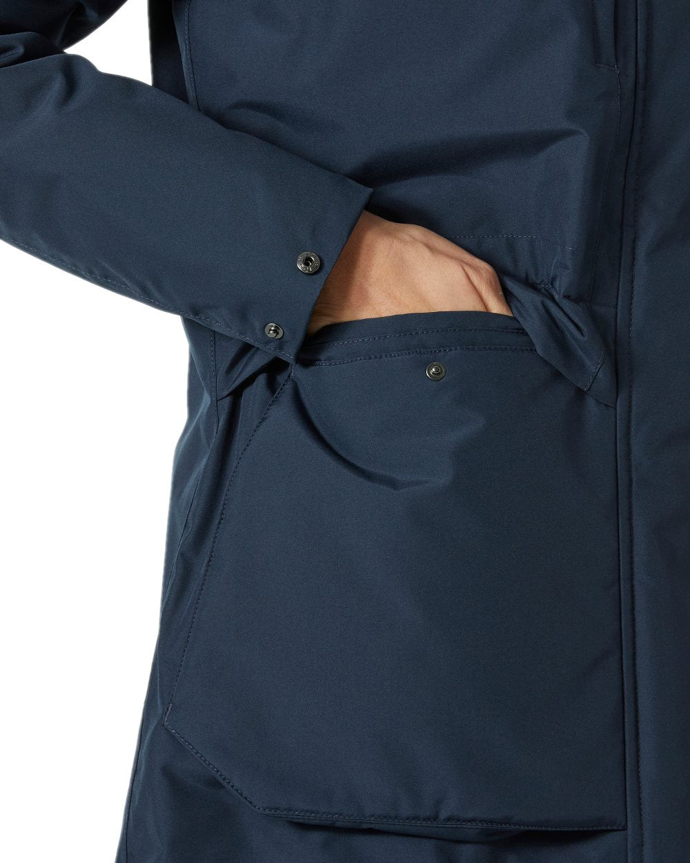 Navy Coloured Helly Hansen Womens Coastal Parka on white background