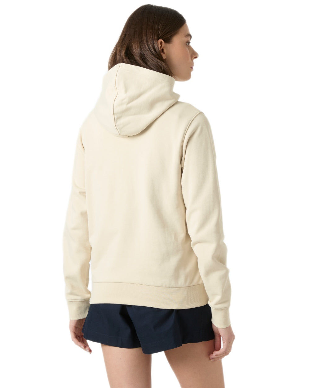 Cream coloured Helly Hansen Womens Core Graphic Hoodie on white background