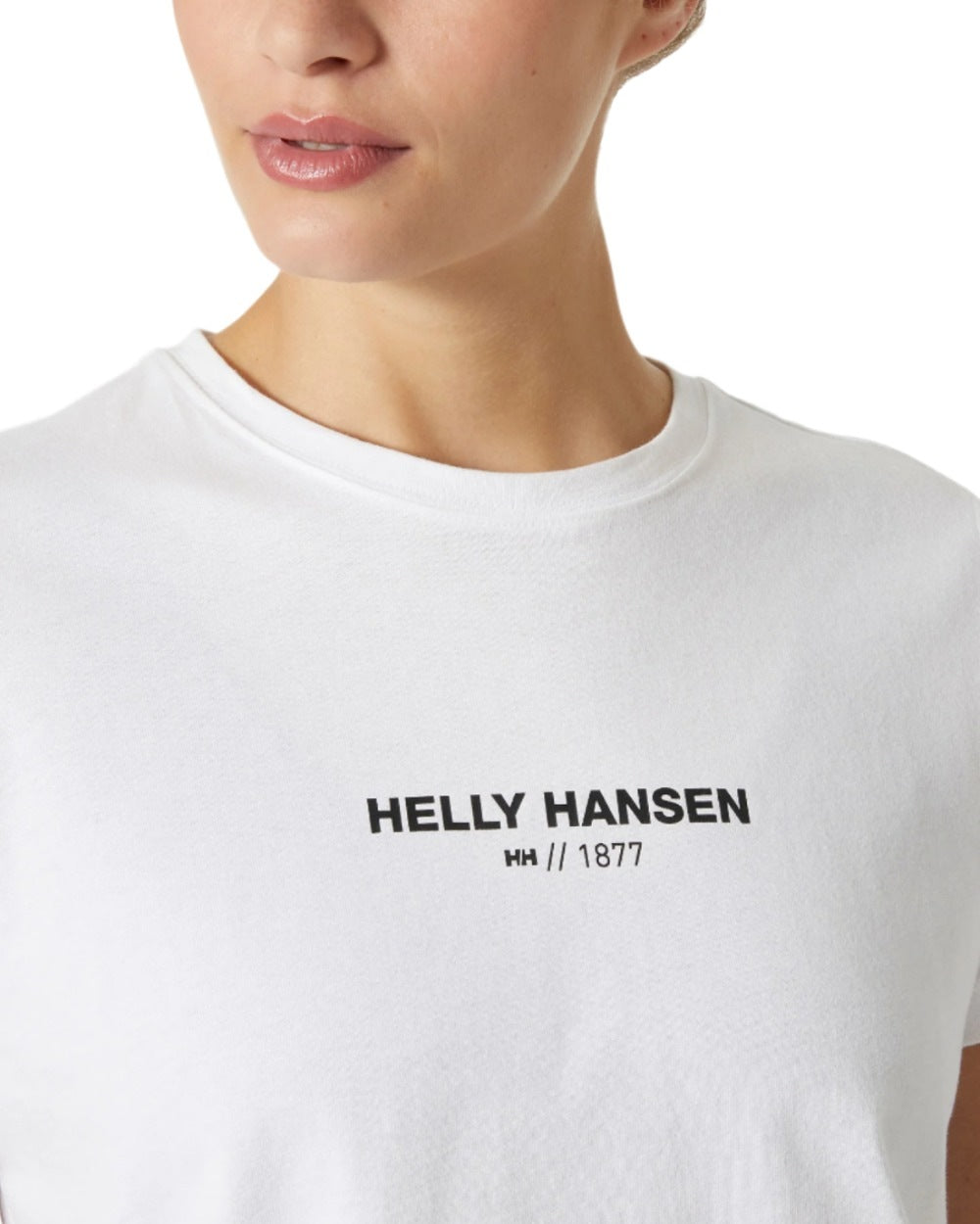 White coloured Helly Hansen Womens Core T-Shirt 2.0 on white background