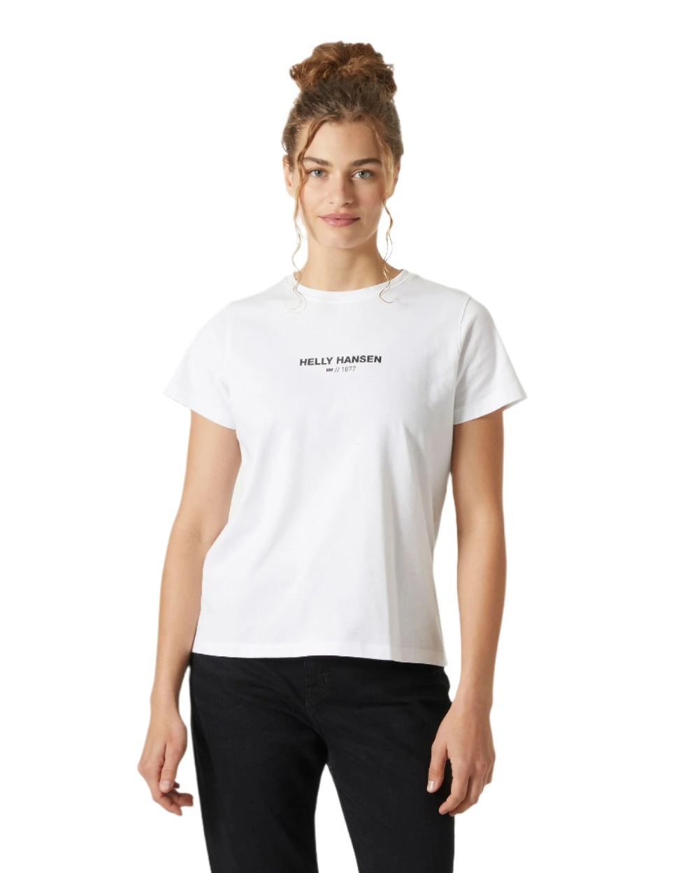 White coloured Helly Hansen Womens Core T-Shirt 2.0 on white background
