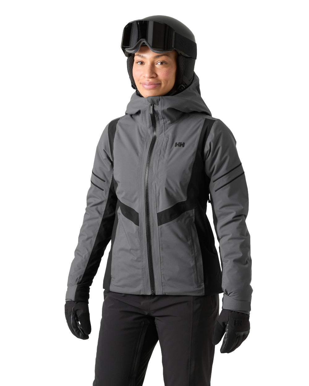 Grey Coloured Helly Hansen Womens Courchevel Jacket On White Background