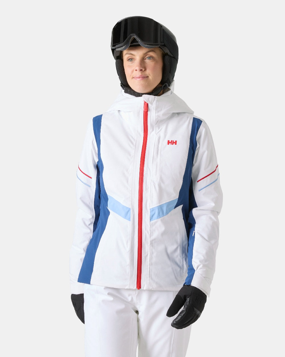 White Coloured Helly Hansen Womens Courchevel Jacket On White Background