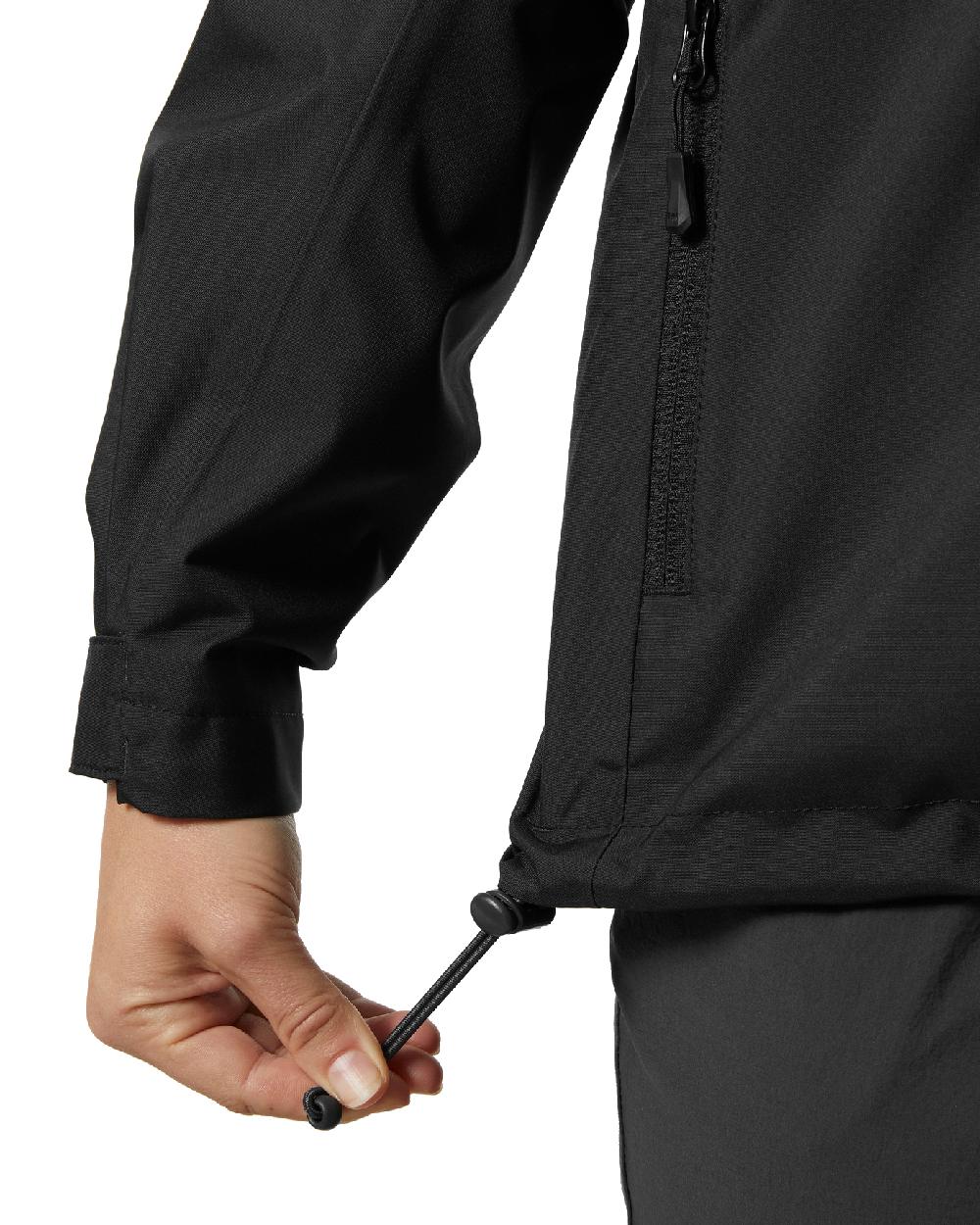 Black coloured Helly Hansen womens crew hooded sailing jacket 2.0 on white background