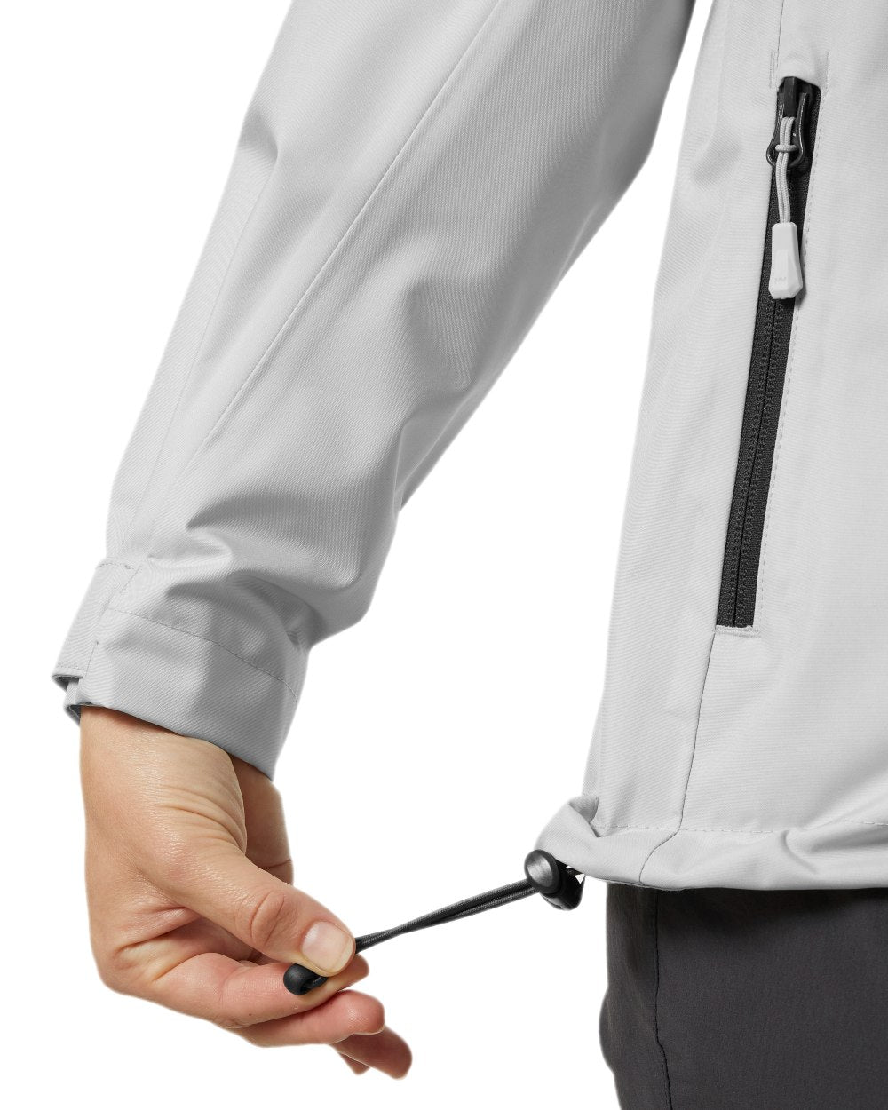 Grey Fog Coloured Helly Hansen womens crew hooded sailing jacket 2.0 on white background