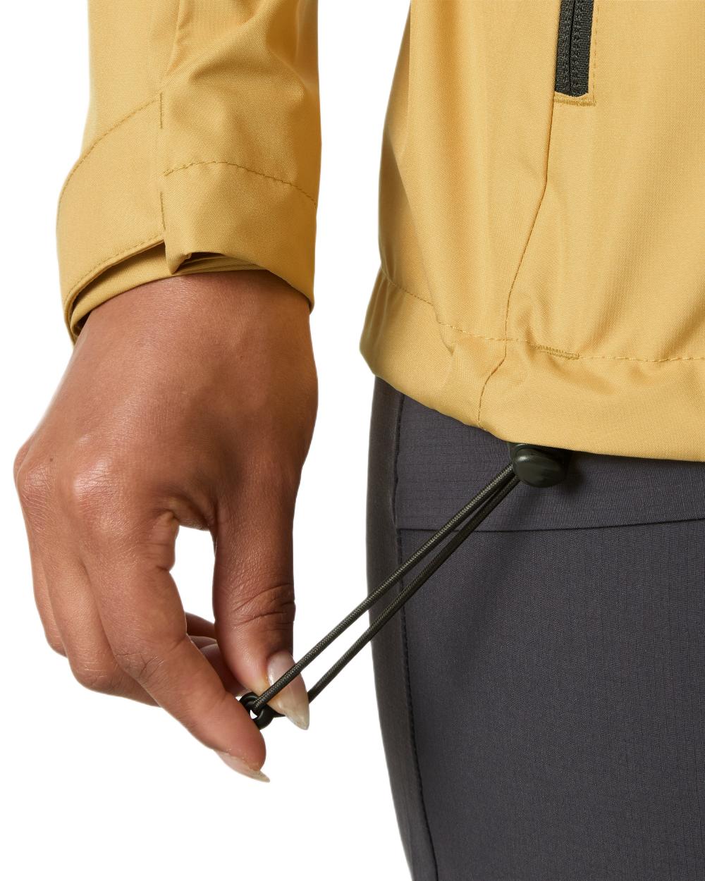 Sand Coloured Helly Hansen womens crew hooded sailing jacket 2.0 on white background