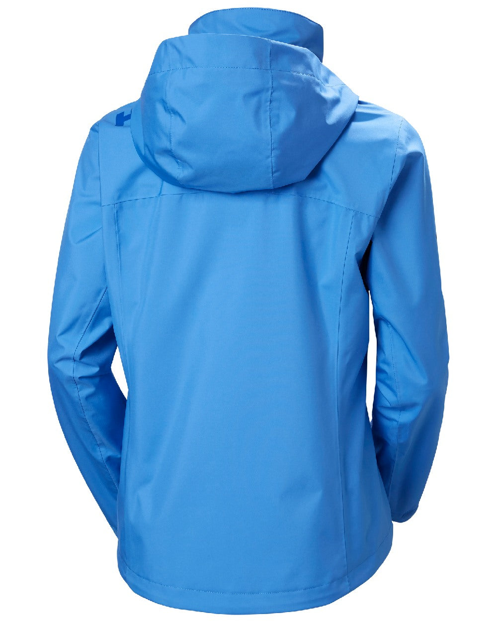 Ultra Blue coloured Helly Hansen womens crew hooded sailing jacket 2.0 on white background