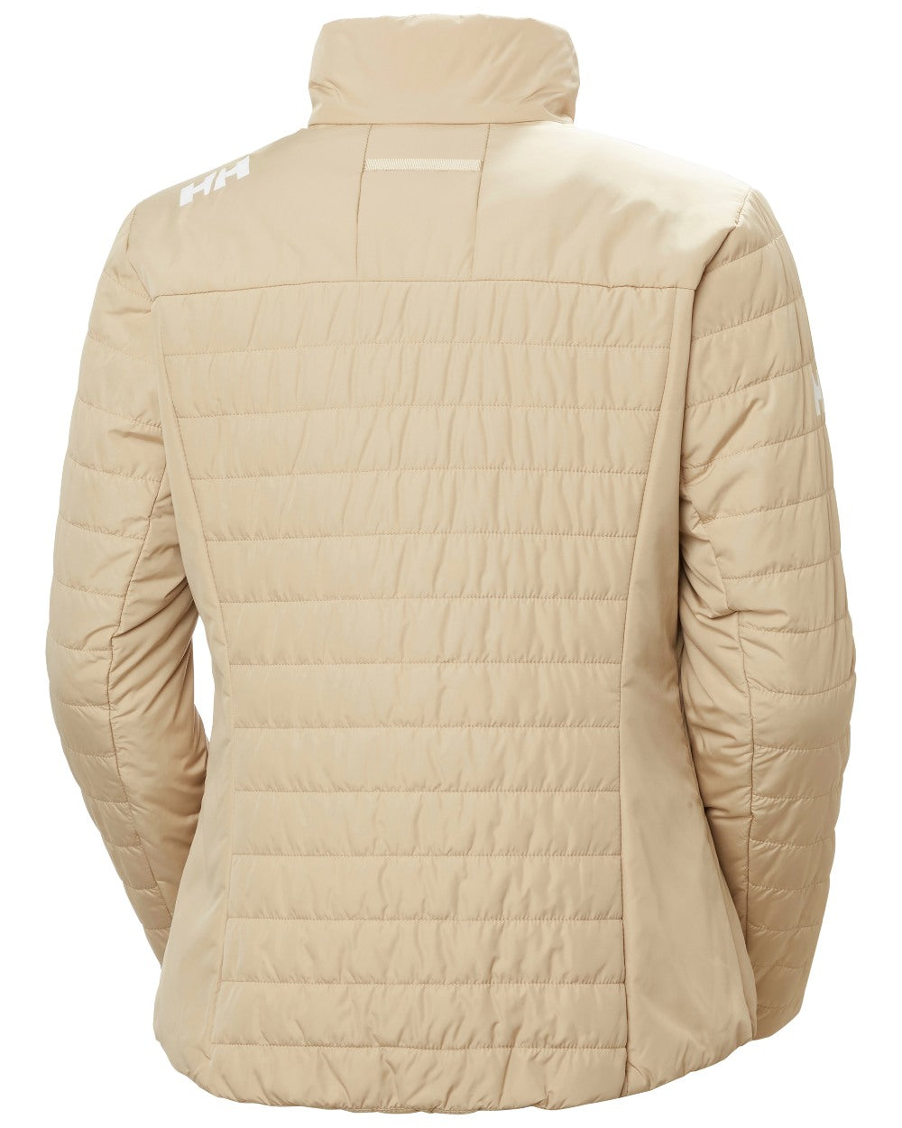 Khaki coloured Helly Hansen Womens Crew Insulated Sailing Jacket 2.0 on white background