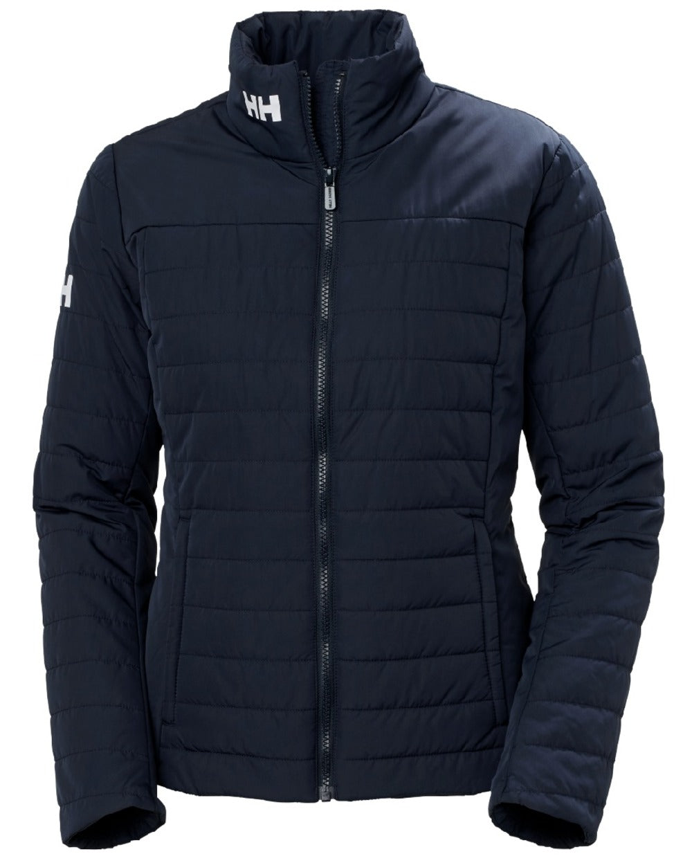 Navy coloured Helly Hansen Womens Crew Insulated Sailing Jacket 2.0 on white background