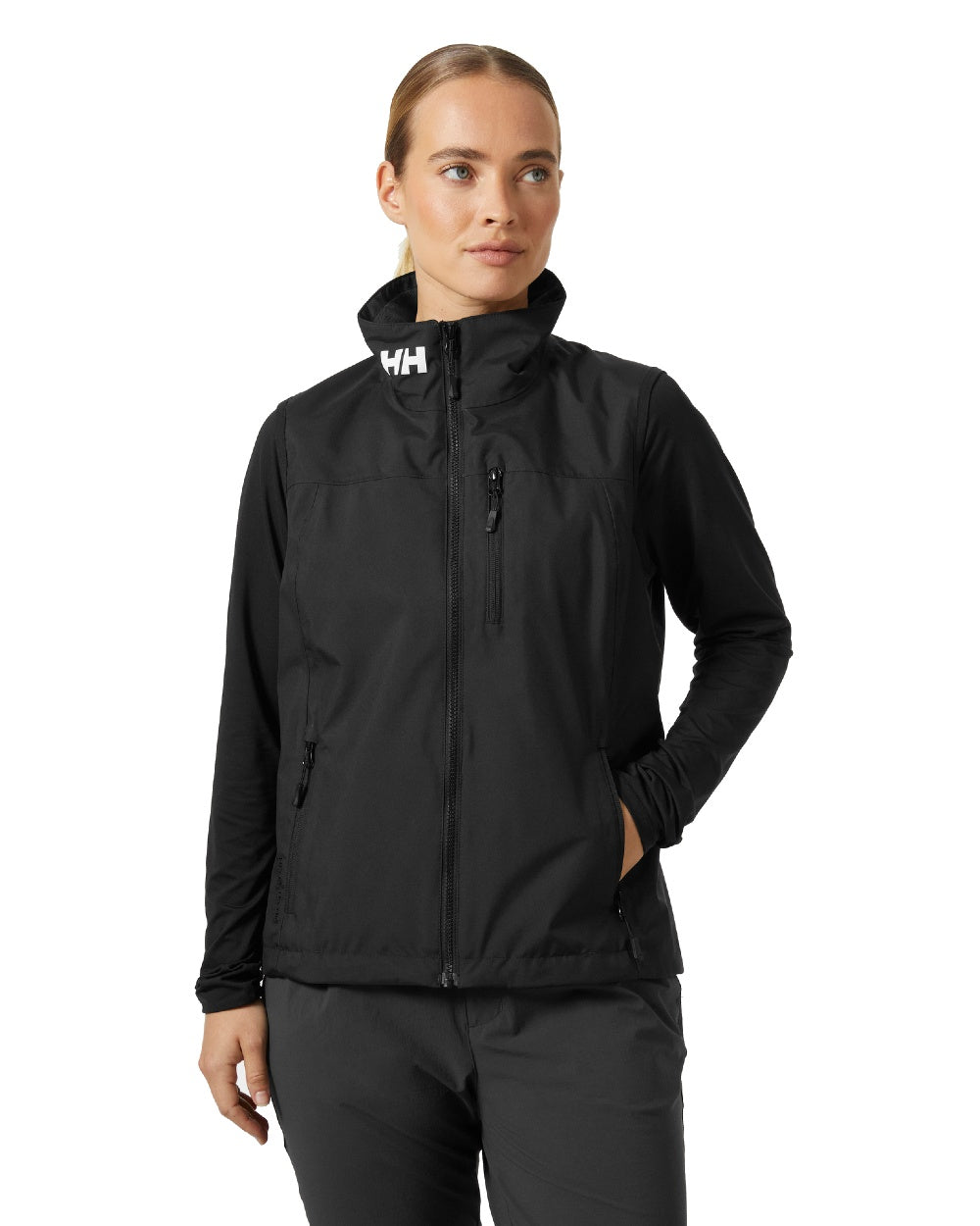 Black coloured Helly Hansen Womens Crew Sailing Vest 2.0 on white background