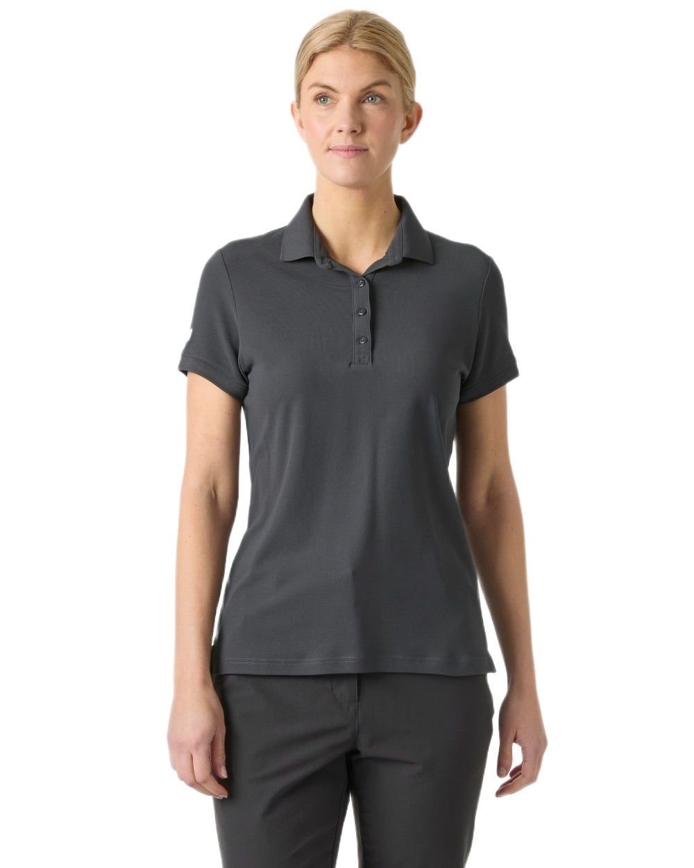 Ebony coloured Helly Hansen Womens Crewline Polo on White background