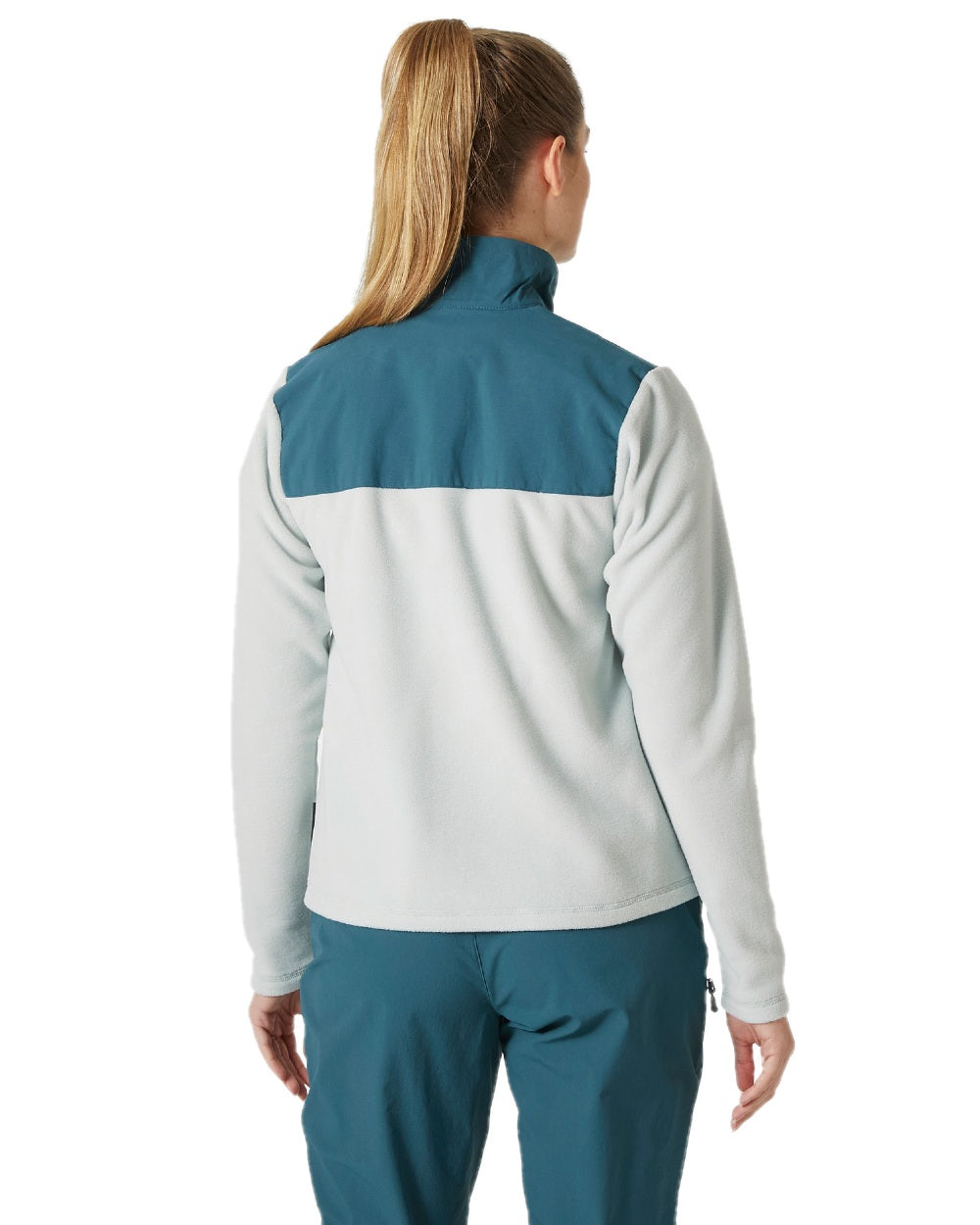 Green Mist coloured Helly Hansen Womens Daybreaker Block Fleece Jacket on white background