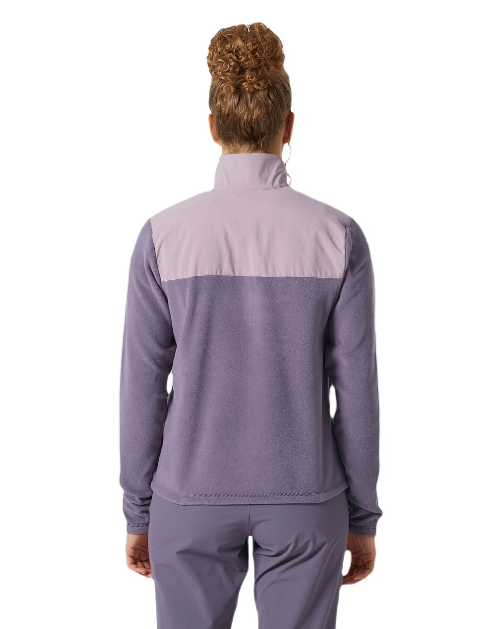 Smoked Purple coloured Helly Hansen Womens Daybreaker Block Fleece Jacket on white background