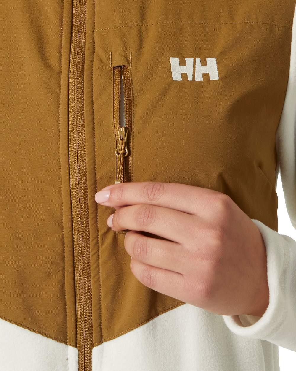 Snow coloured Helly Hansen Womens Daybreaker Block Fleece Jacket on white background