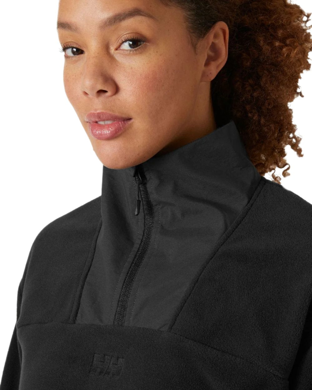 Black Coloured Helly Hansen Womens Daybreaker Cropped Fleece Jacket on white background