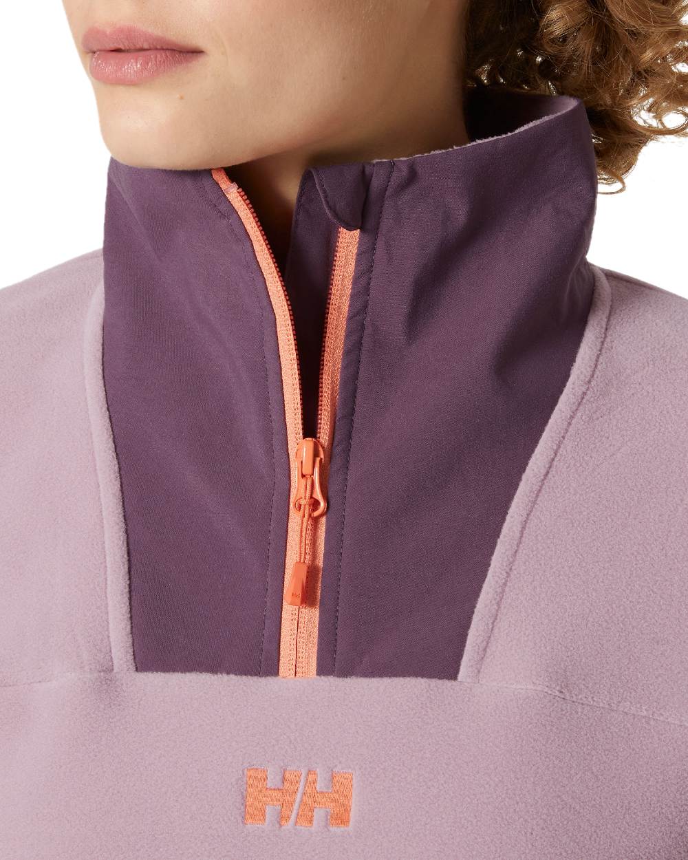 Purple Clay Helly Hansen Womens Daybreaker Cropped Fleece Jacket on white background