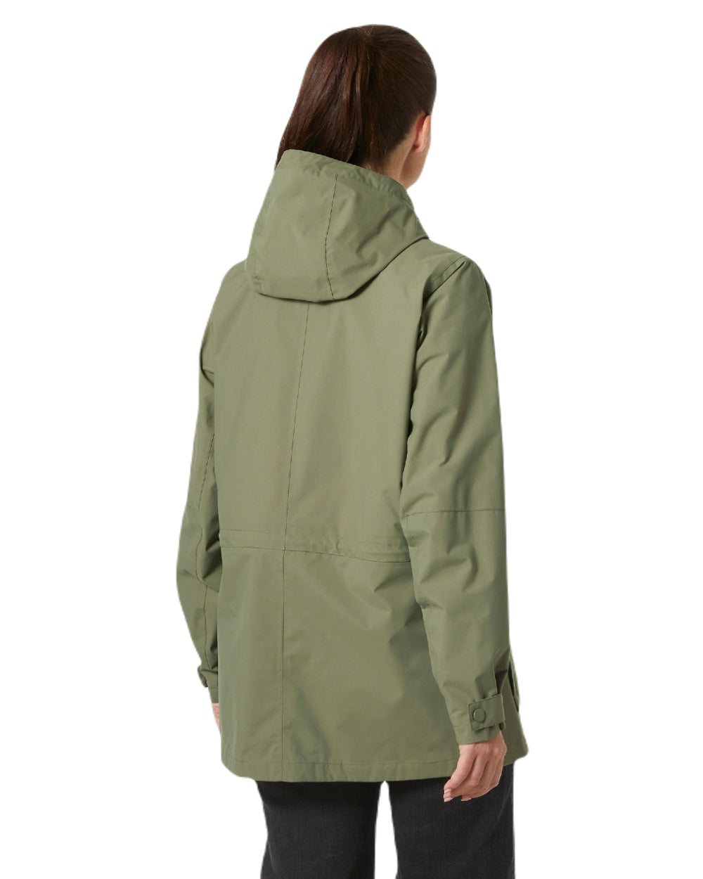 Lav Green coloured Helly Hansen Womens Escape Utility Raincoat on white background