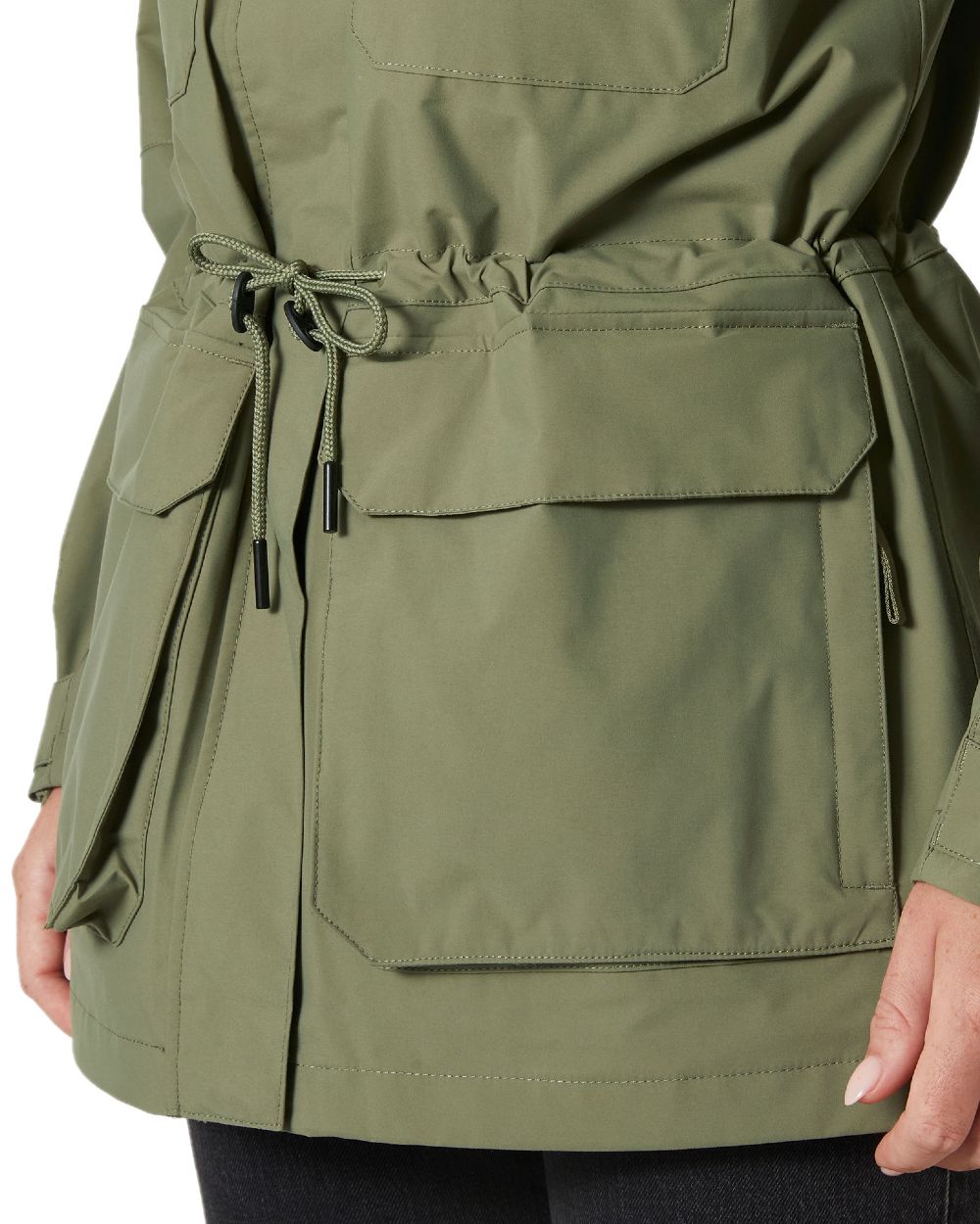 Lav Green coloured Helly Hansen Womens Escape Utility Raincoat on white background