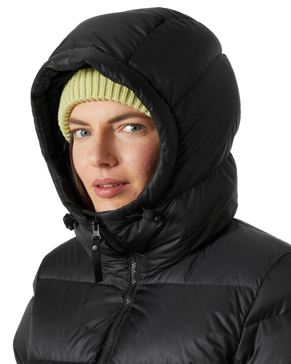 Black Coloured Helly Hansen Womens Essence Down Jacket on white background