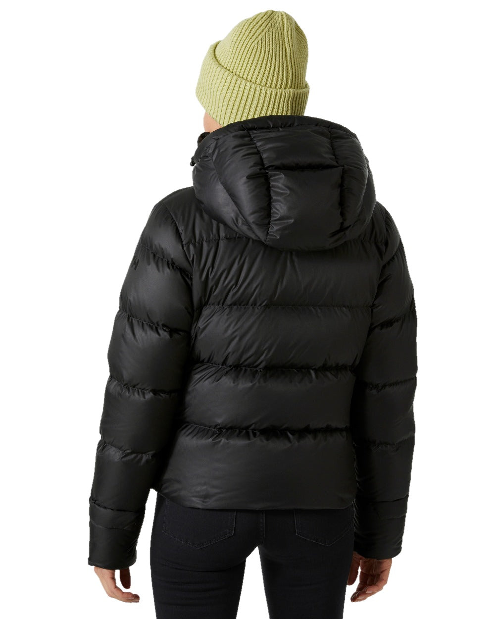 Black Coloured Helly Hansen Womens Essence Down Jacket on white background