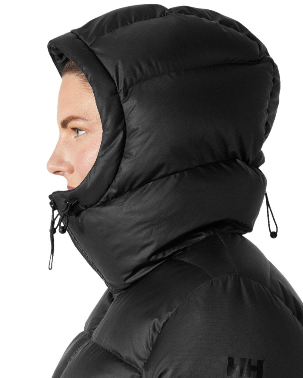 Black Coloured Helly Hansen Womens Essence Down Parka on white background