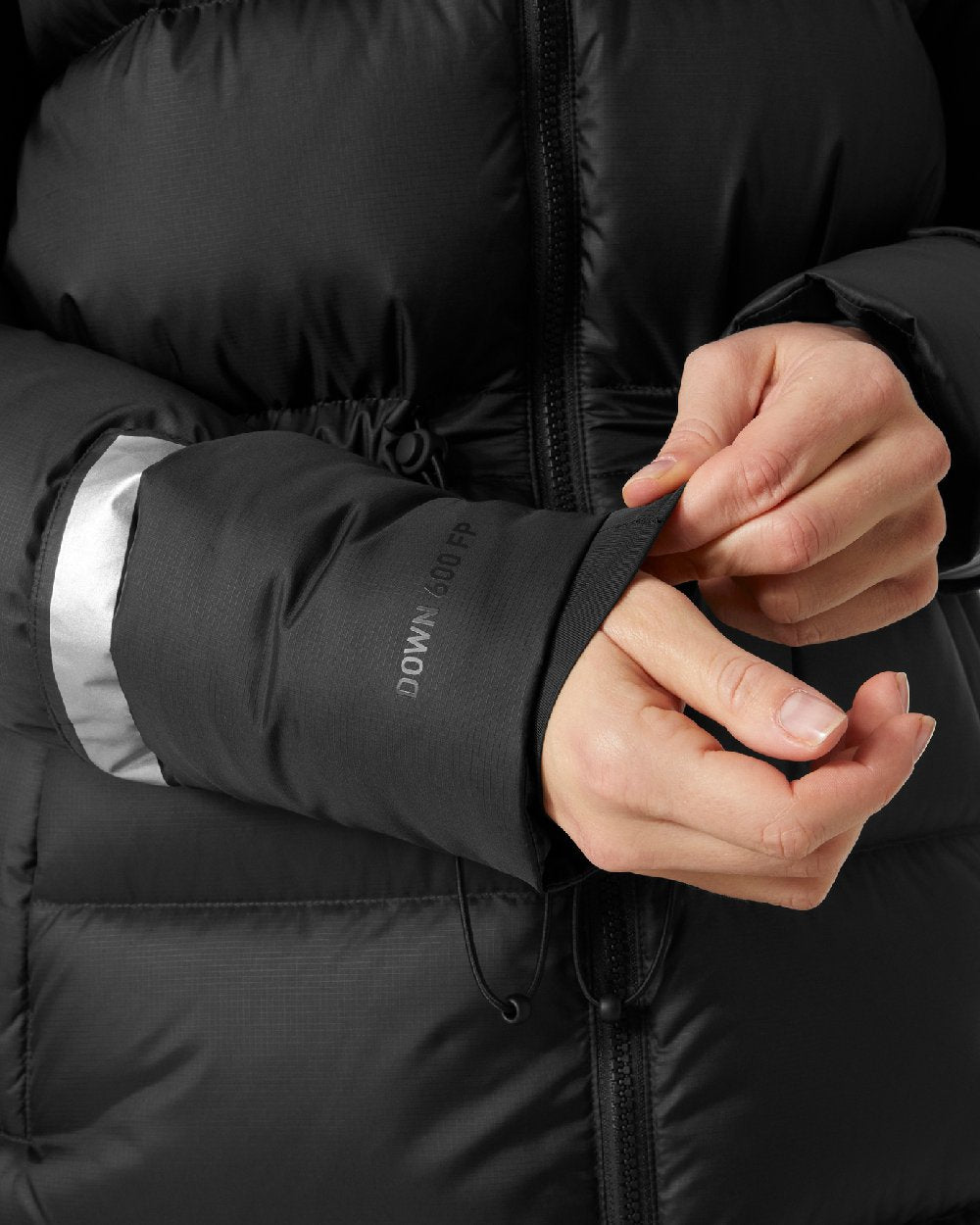 Black Coloured Helly Hansen Womens Essence Down Parka on white background