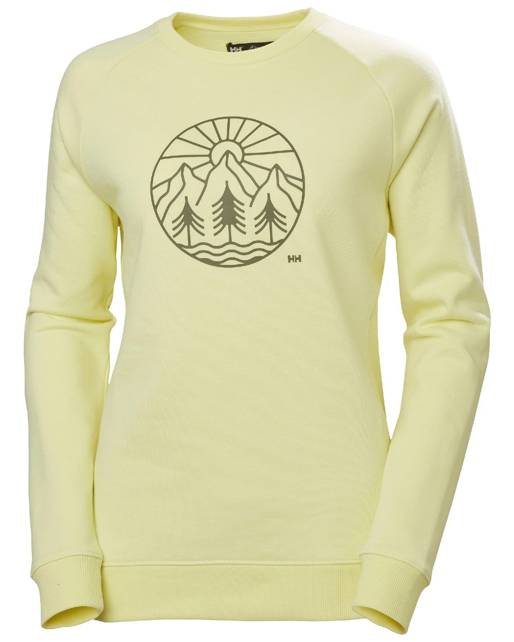 Faded Yellow coloured Helly Hansen Womens F2F Organic Cotton Sweater on white background