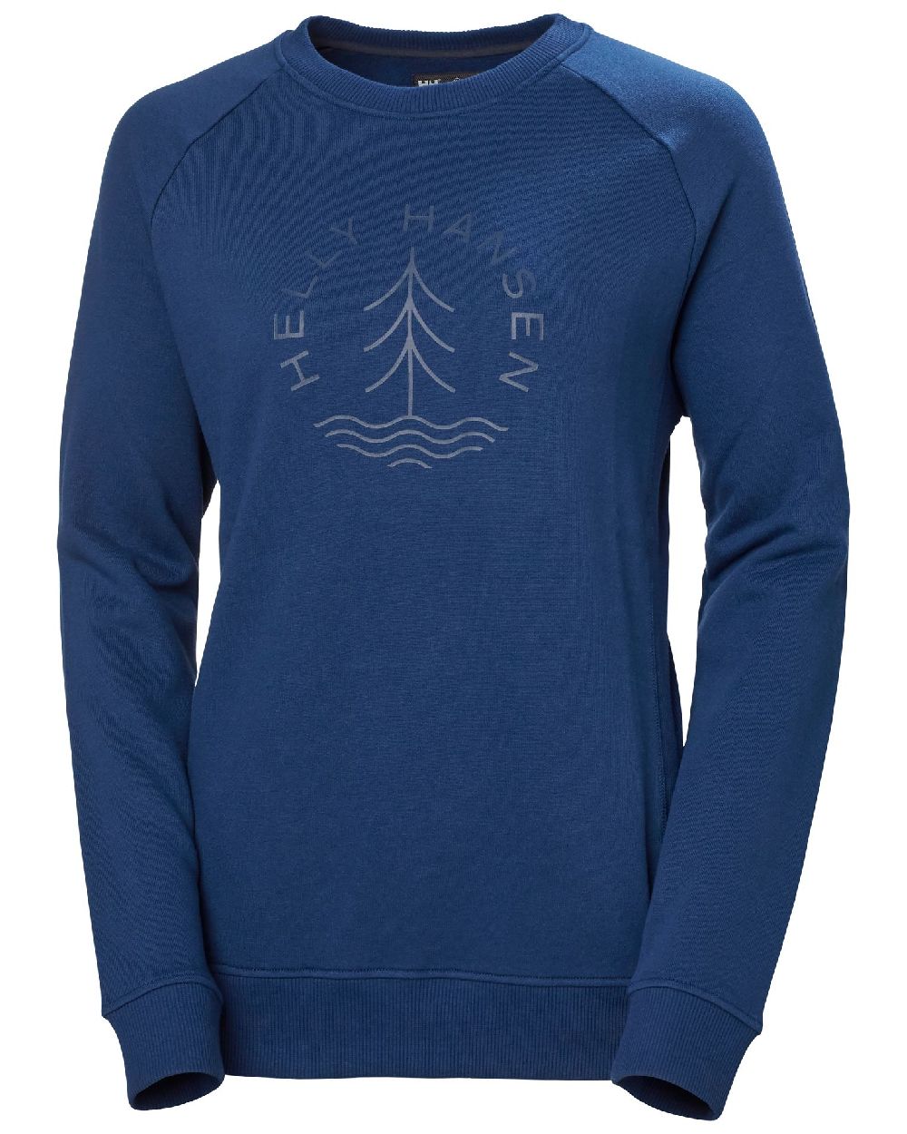 Ocean coloured Helly Hansen Womens F2F Organic Cotton Sweater on white background