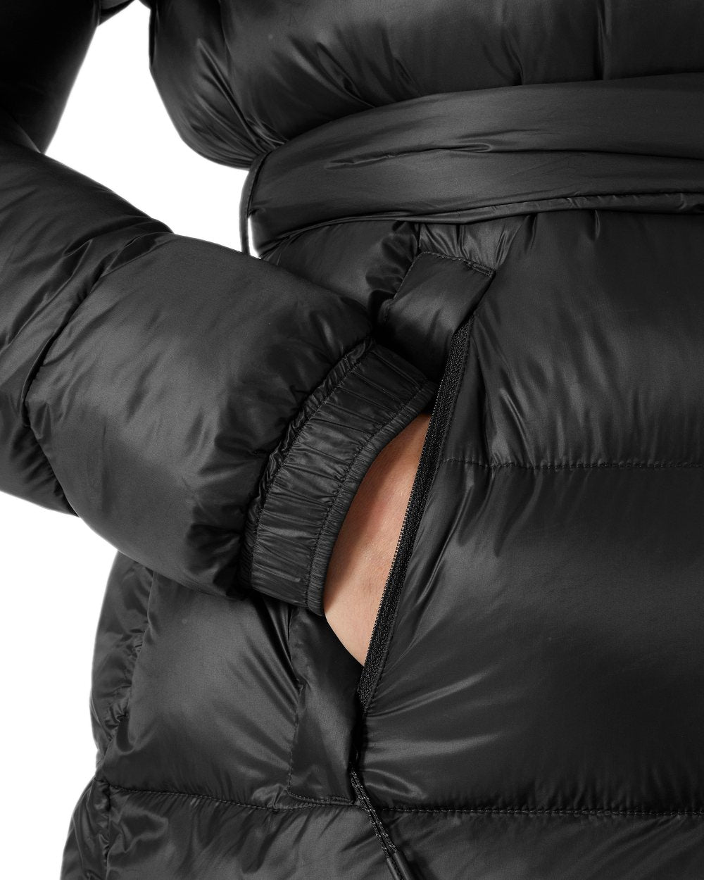Black Coloured Helly Hansen Womens Grace Puffy Parka on white background