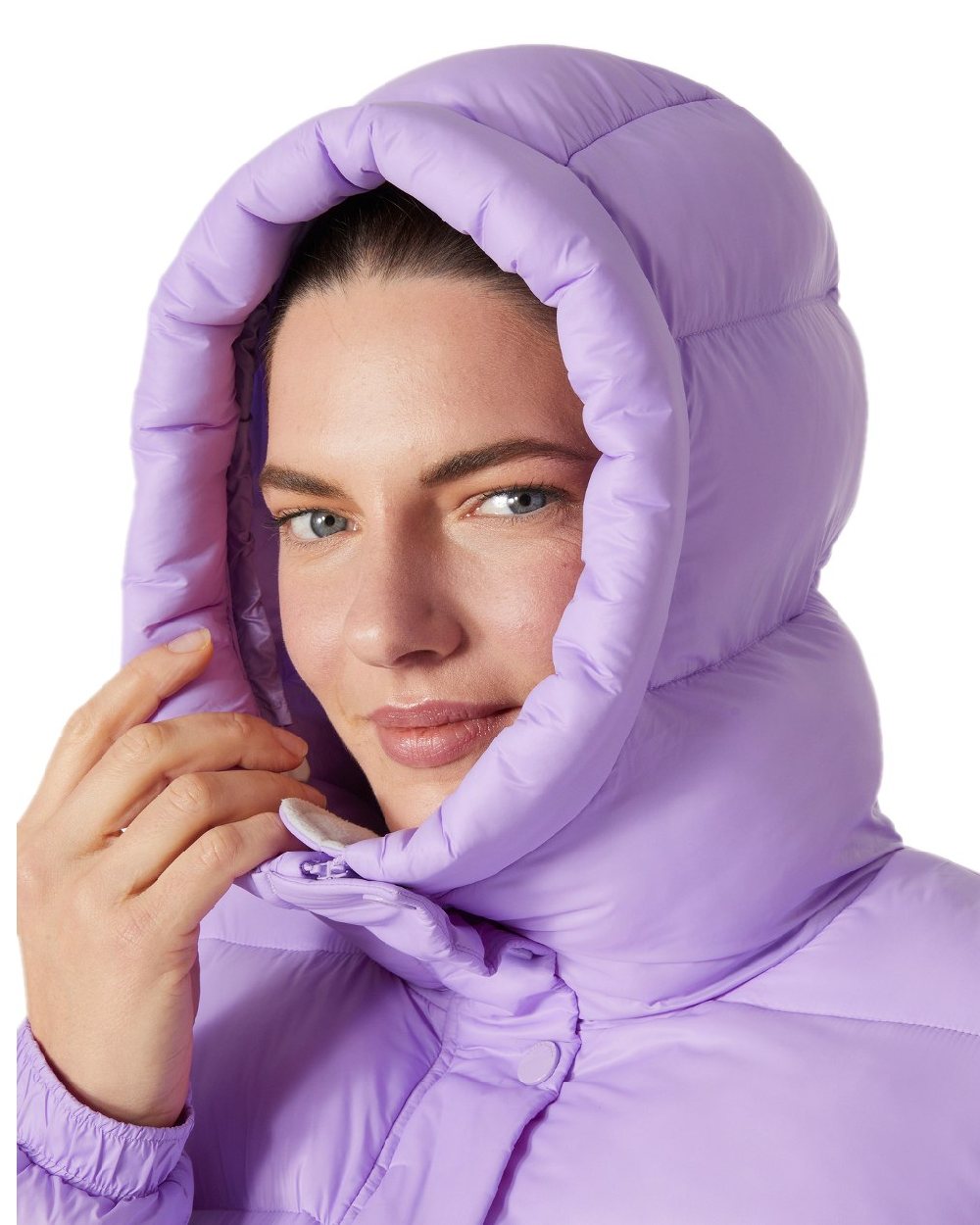 Heather Coloured Helly Hansen Womens Grace Puffy Parka on white background