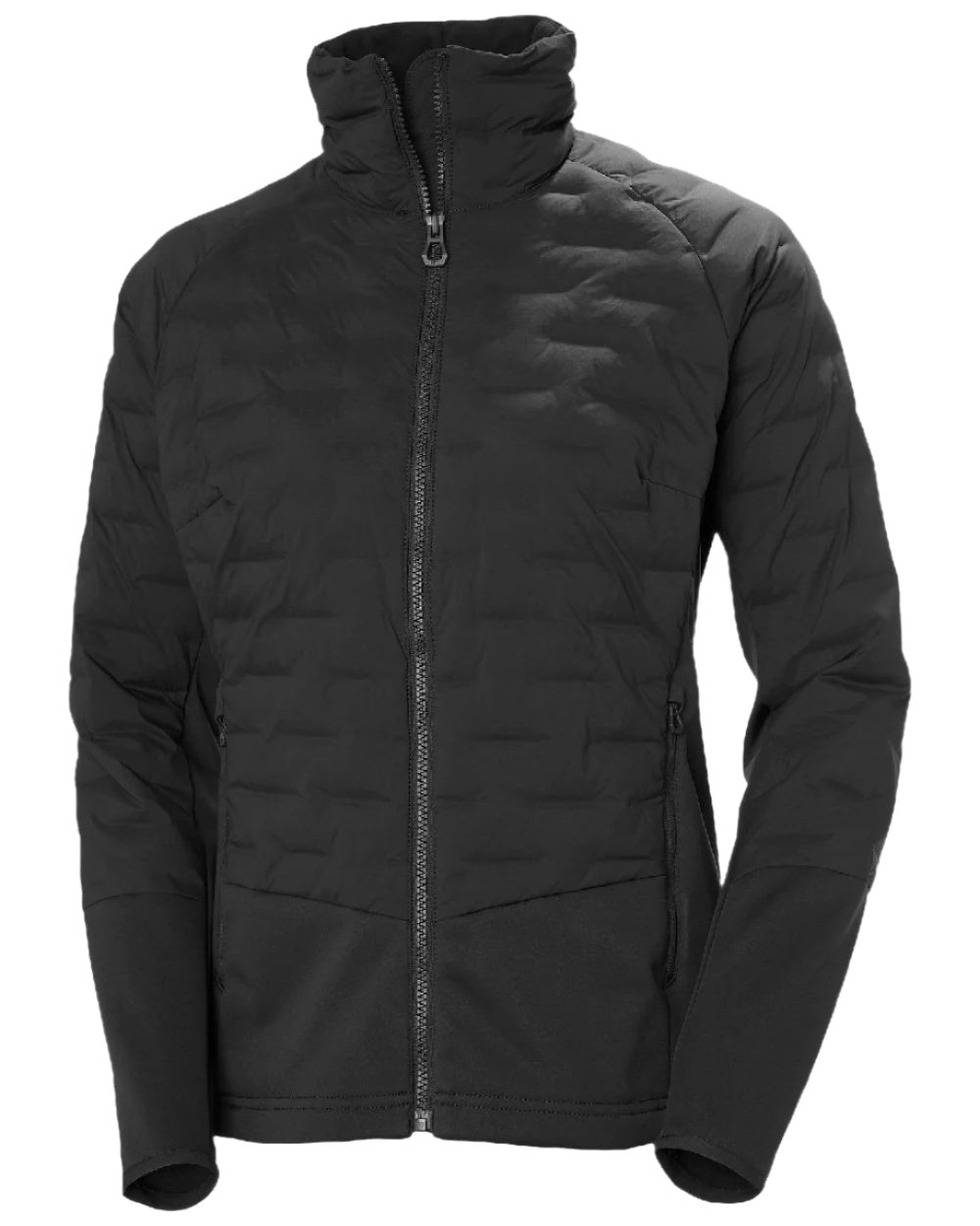 Ebony coloured Helly Hansen Womens HP Hybrid Stretch Insulator Jacket on white background
