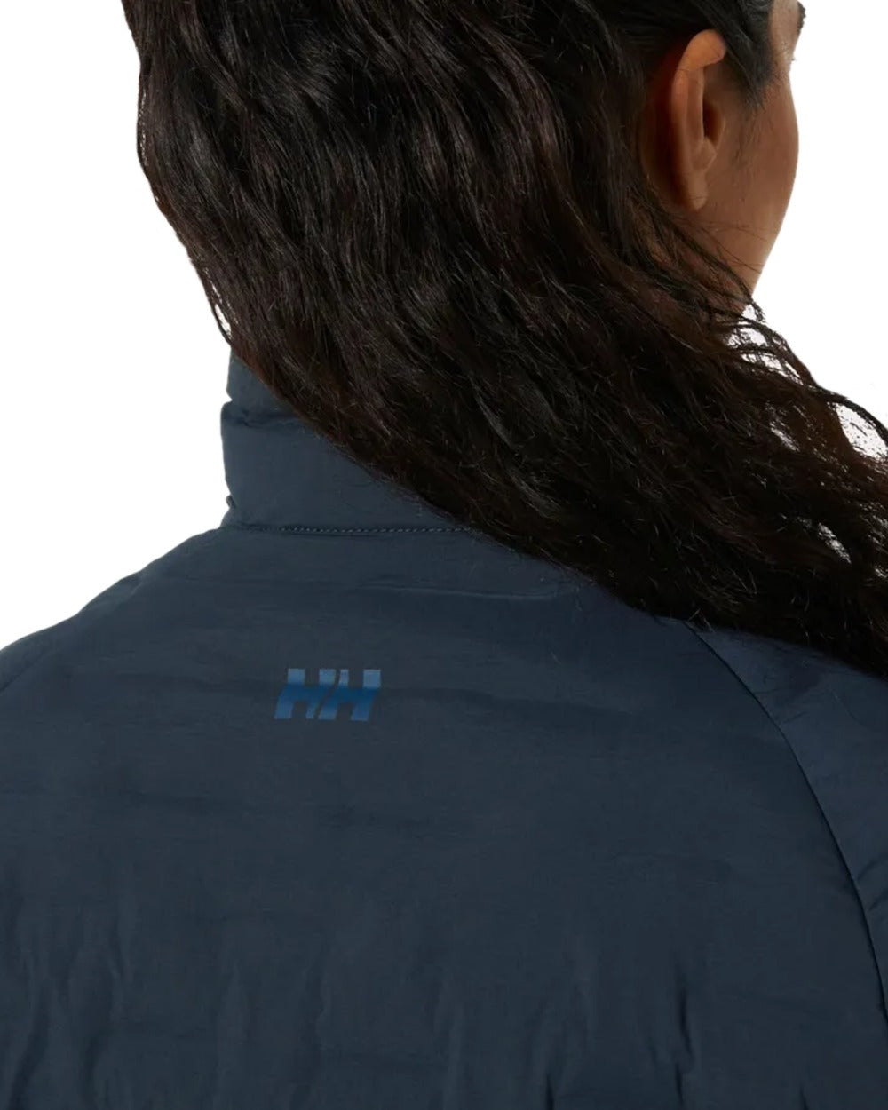 Navy coloured Helly Hansen Womens HP Hybrid Stretch Insulator Jacket on white background