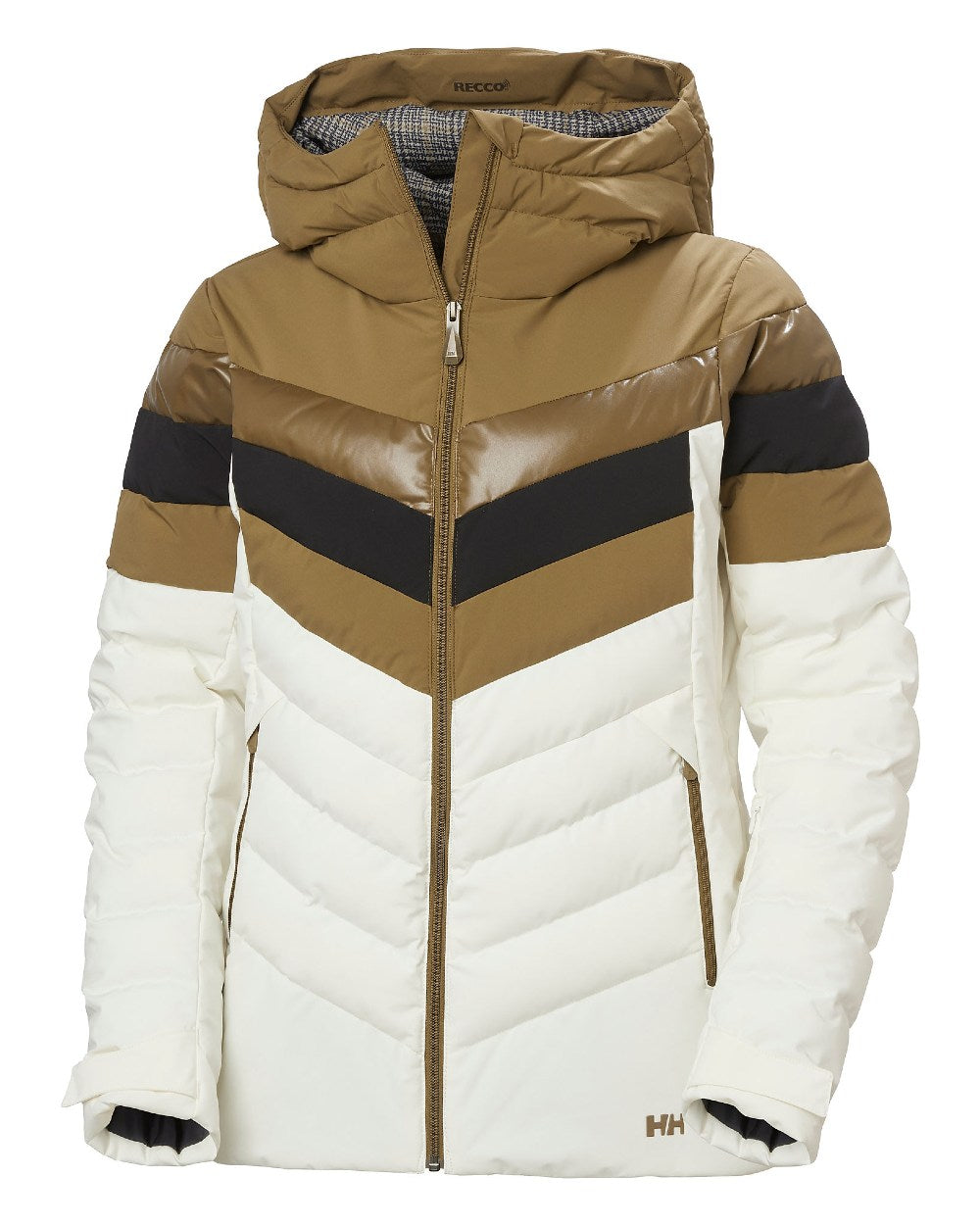 Sepia Coloured Helly Hansen Womens Imperial Puffy 2.0 Jacket on white background