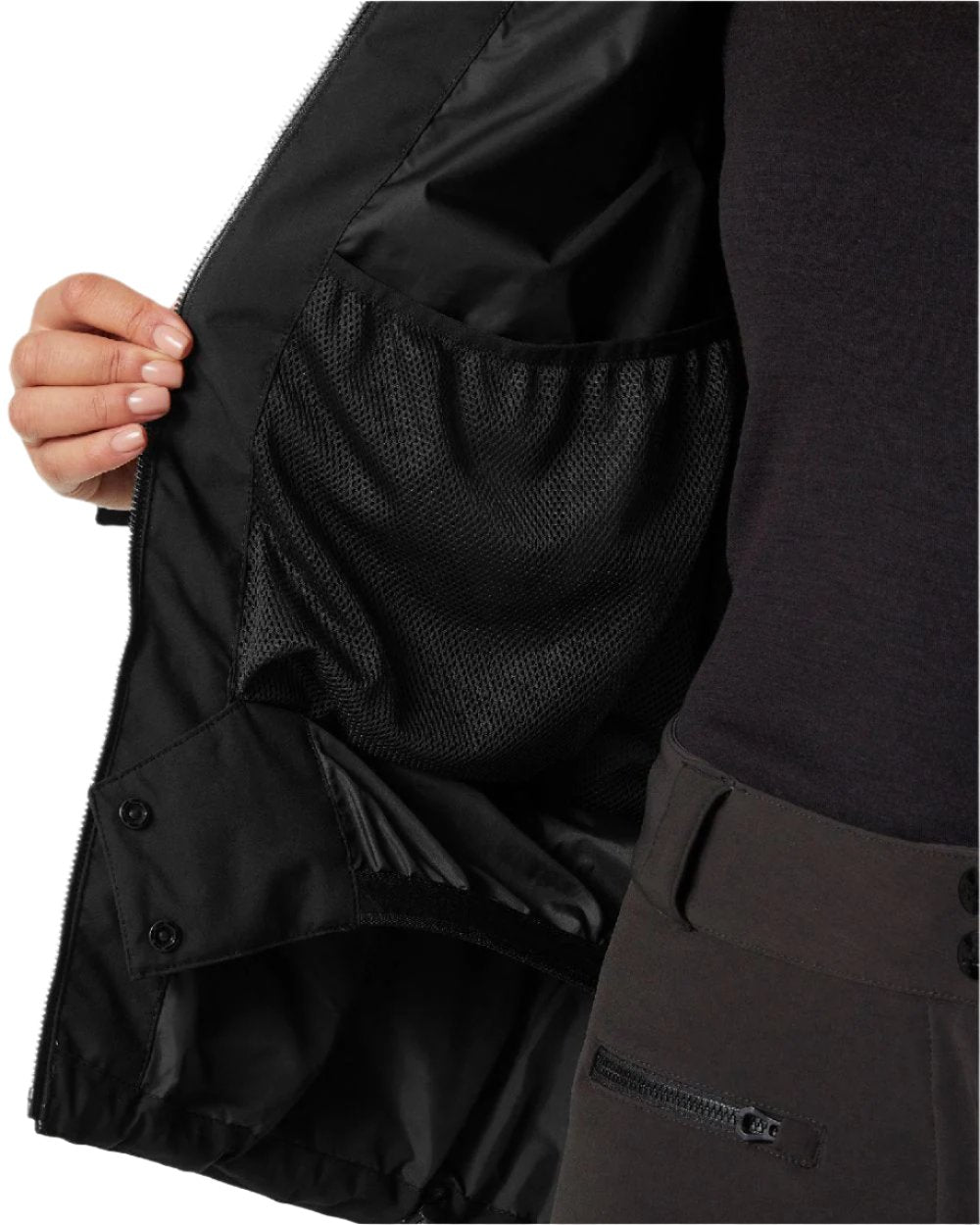 Black Coloured Helly Hansen Womens Imperial Puffy Jacket on white background