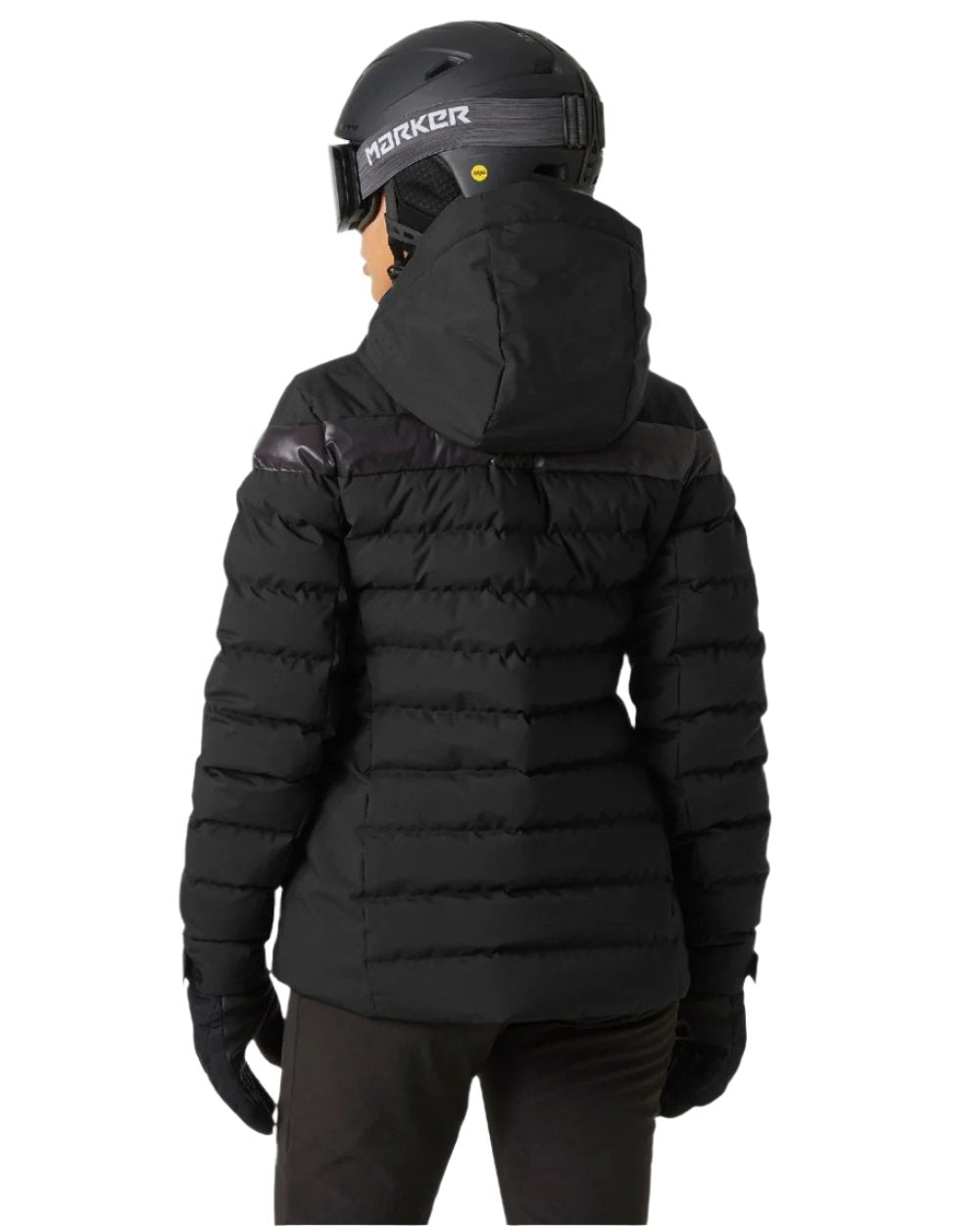 Black Coloured Helly Hansen Womens Imperial Puffy Jacket on white background