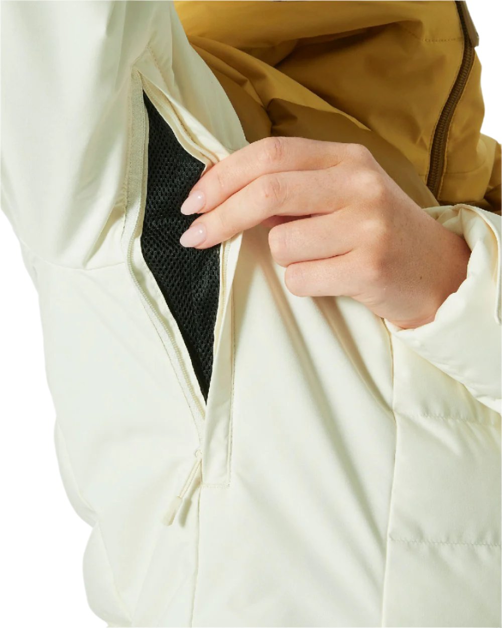 Gold Snow Coloured Helly Hansen Womens Imperial Puffy Jacket on white background