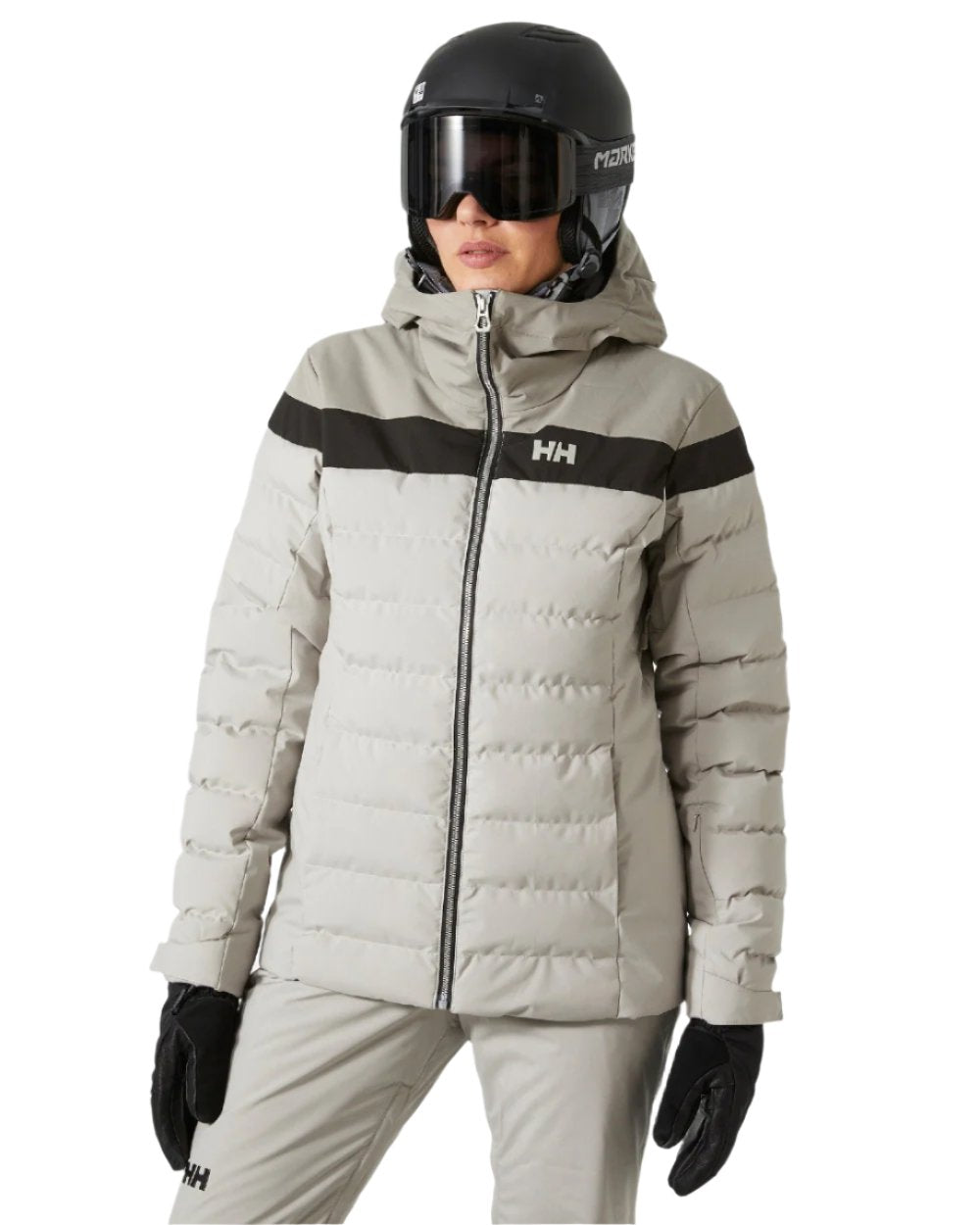 Mellow Grey Coloured Helly Hansen Womens Imperial Puffy Jacket on white background