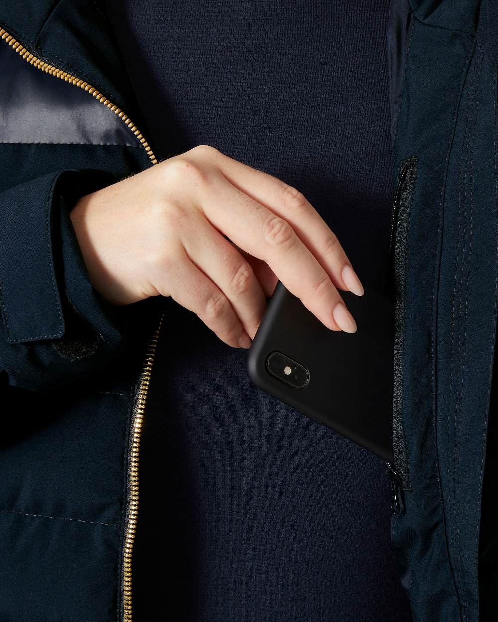 Navy Coloured Helly Hansen Womens Imperial Puffy Jacket on white background
