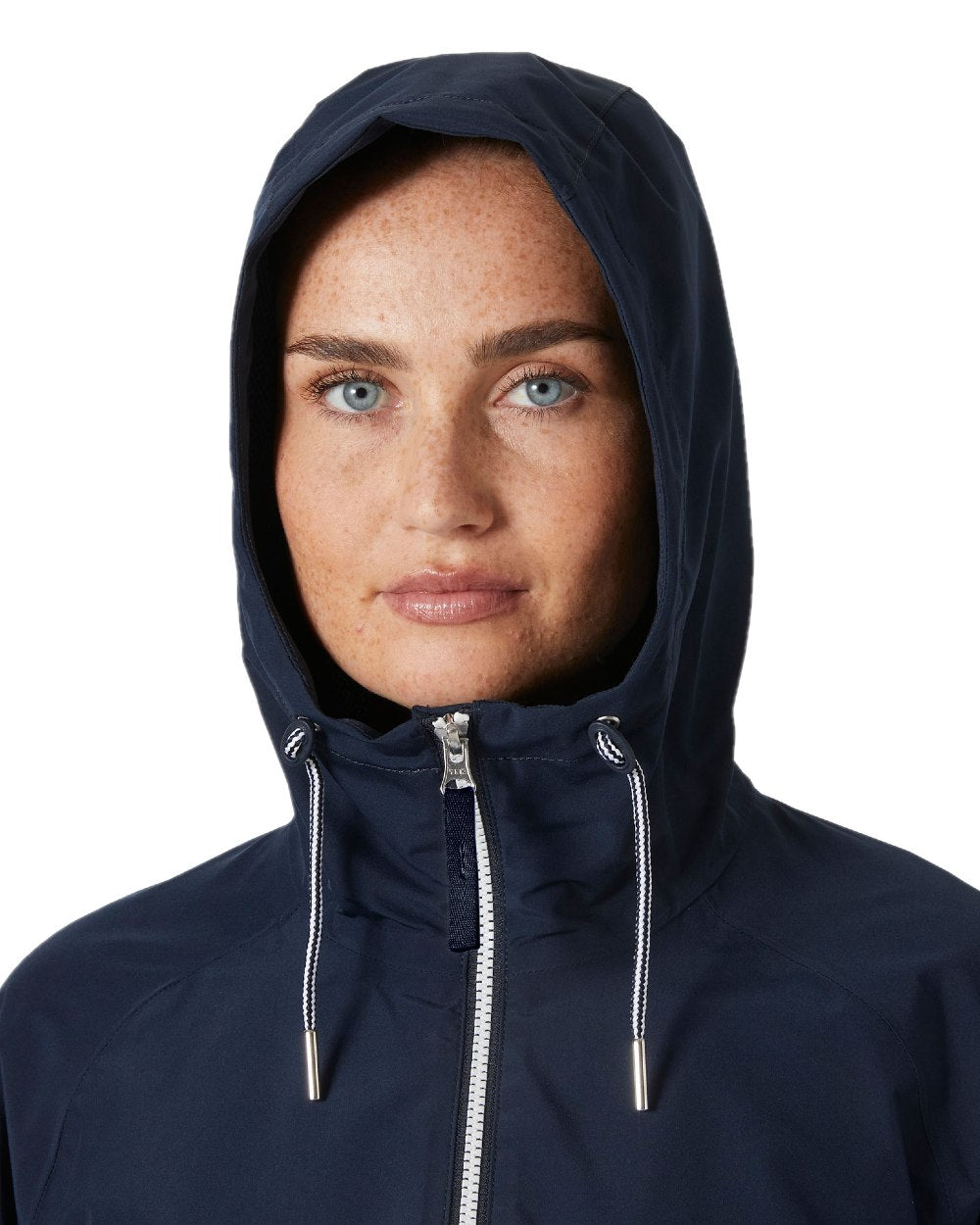 Navy coloured Helly Hansen Womens Koster Rain Jacket on white background