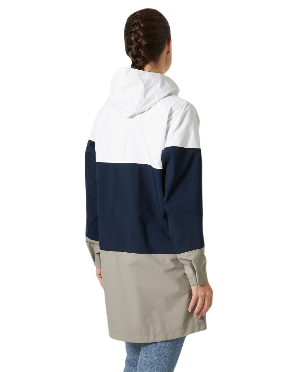 White coloured Helly Hansen Womens Koster Raincoat on white background