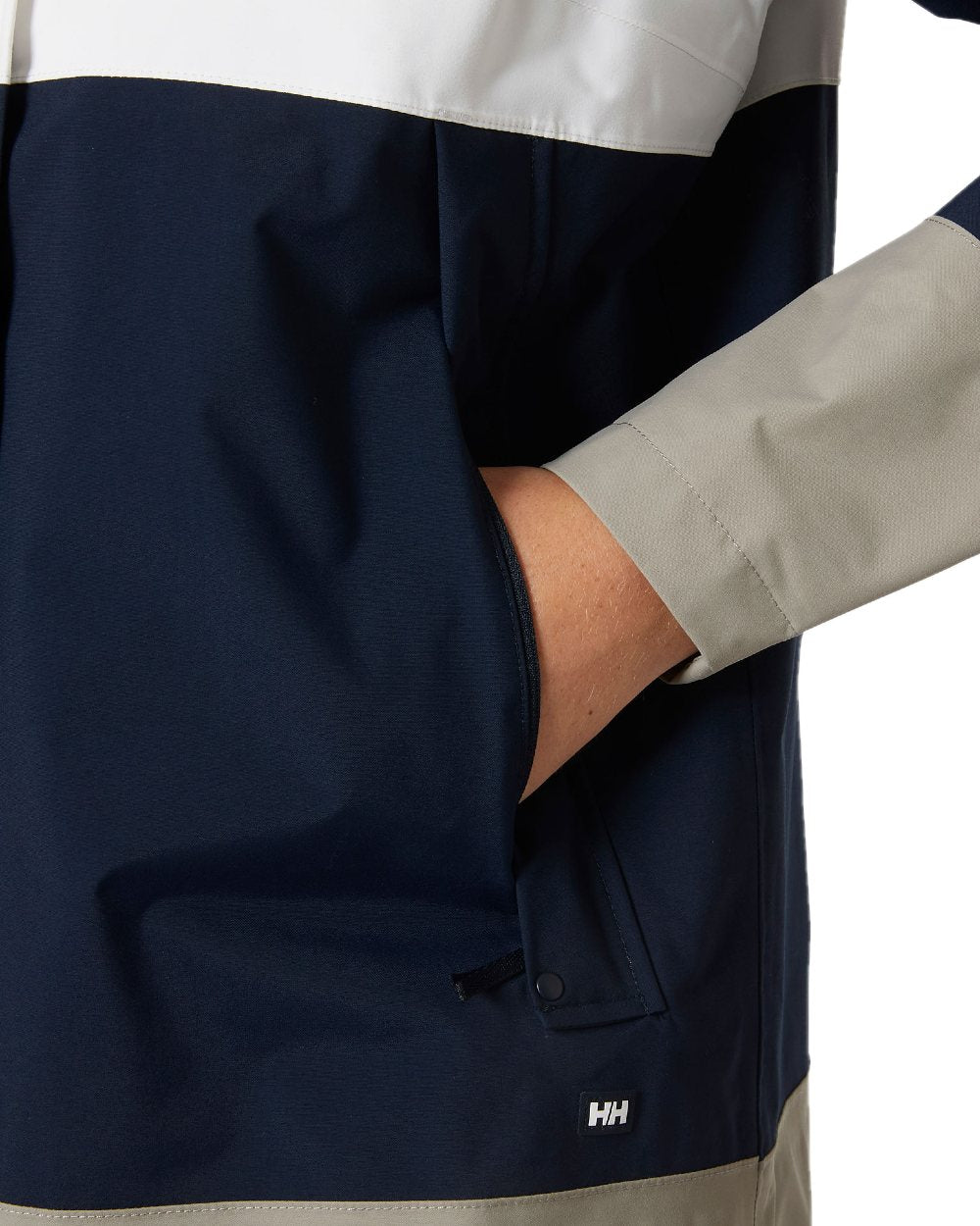 White coloured Helly Hansen Womens Koster Raincoat on white background